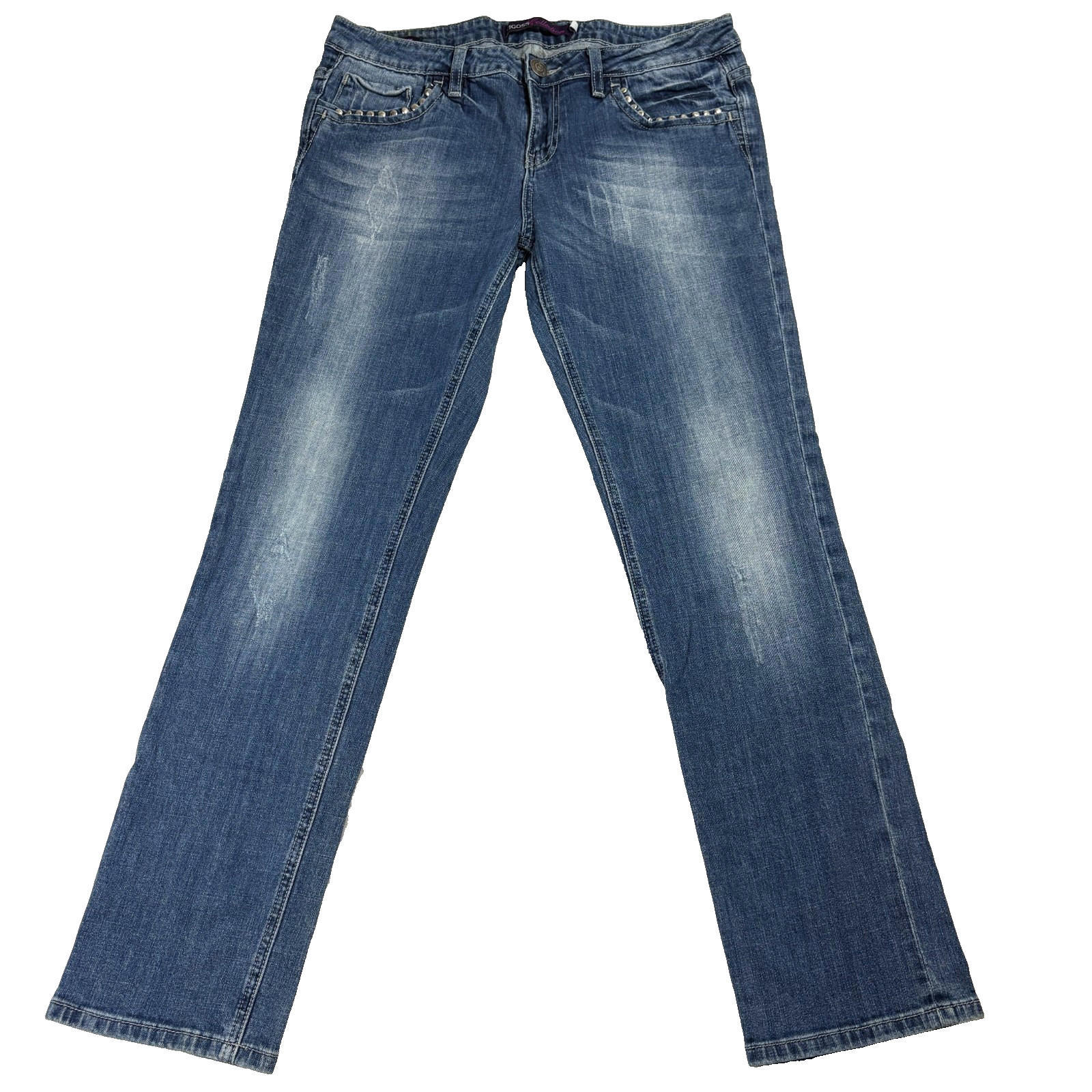 Vigoss Collection Skinny Jeans Womens 13 Blue Mid Rise Stretch Faded Denim